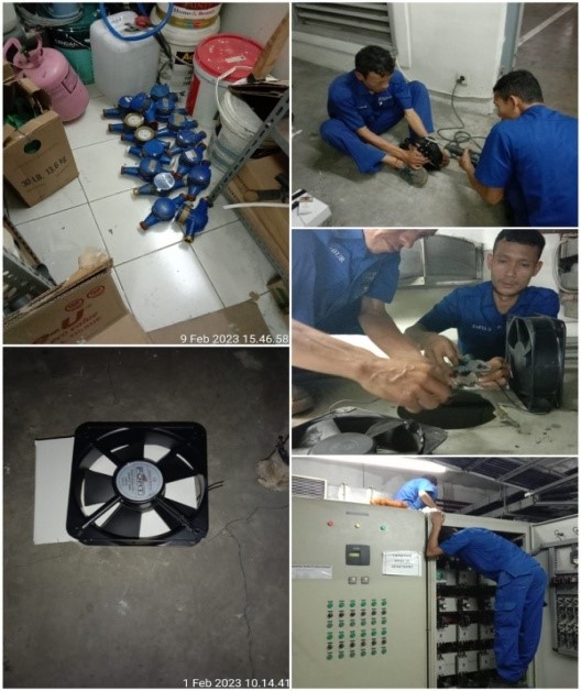penggantian watermeter yg rusak dan exhaust kapasitor bank