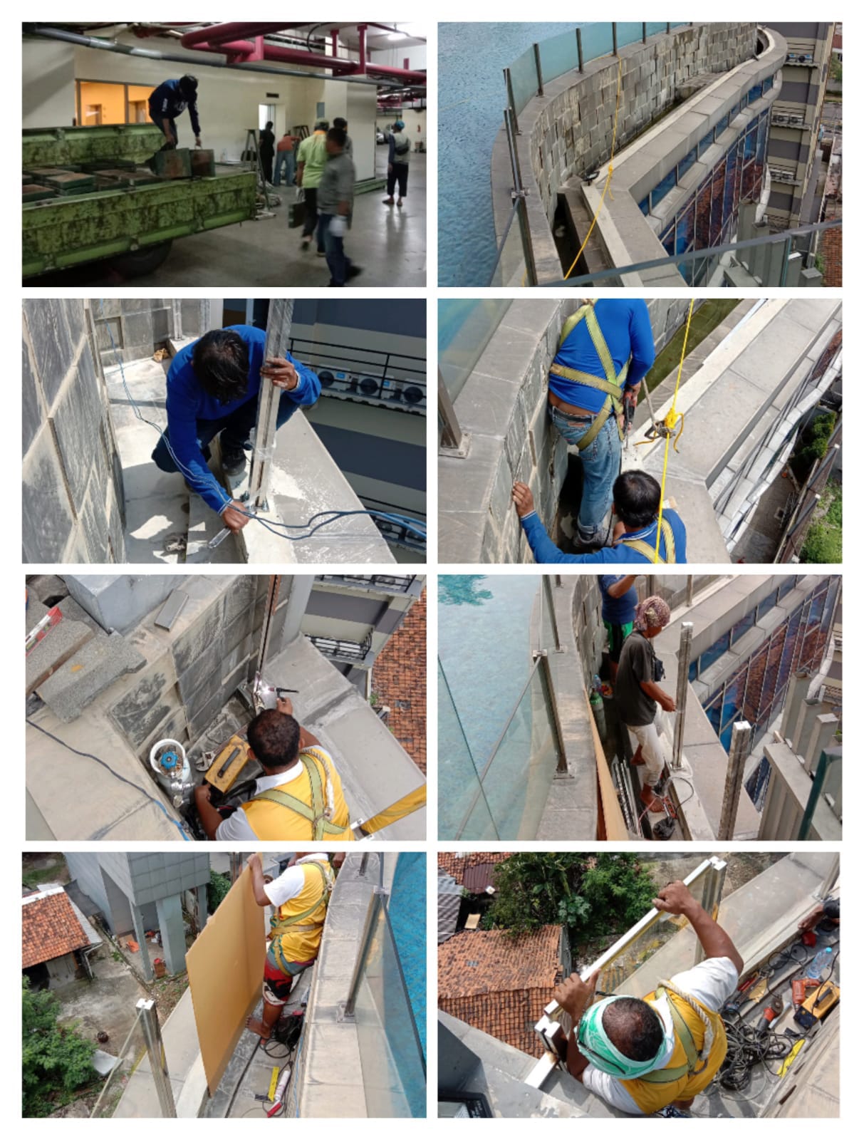 Penggantian kaca pembatas kolam renang